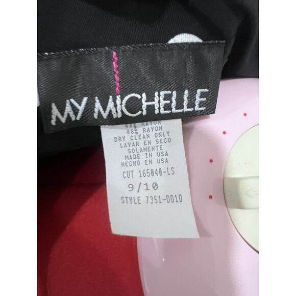 vintage My Michelle Black & White‎ Polka Dot Dress Fitted Career Cocktail - Picture 3 of 8